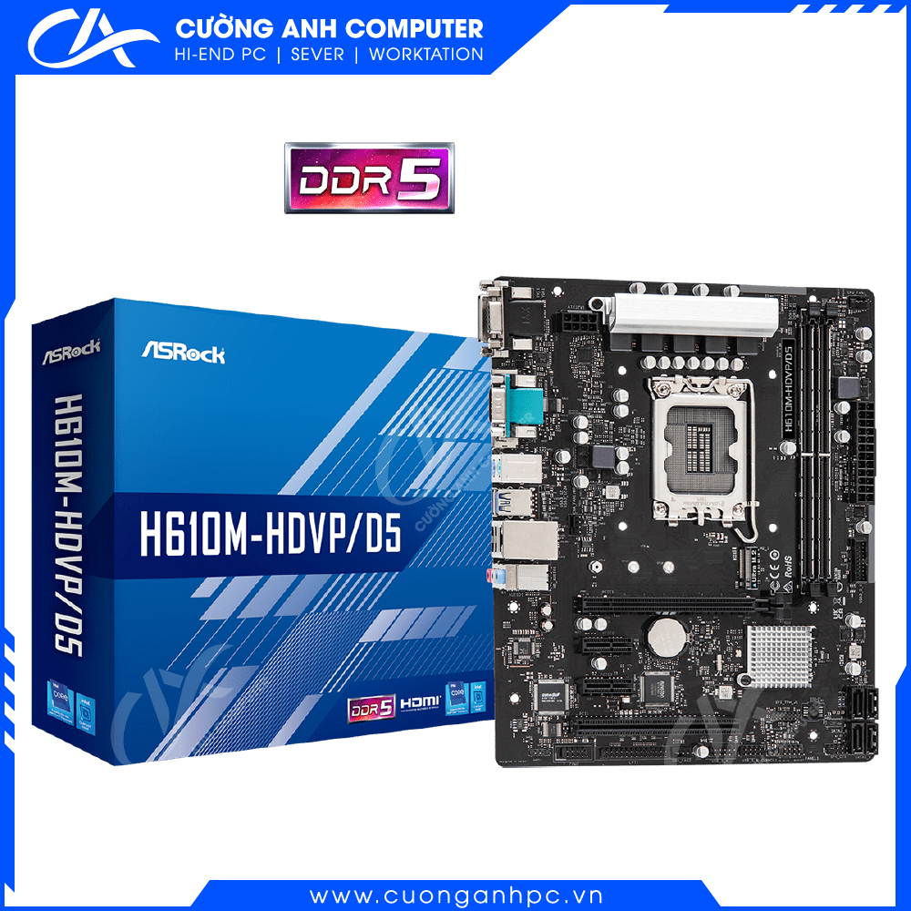Mainboard Asrock H610M-HDVP/D5 (Intel H610, Socket 1700, ATX, 2 khe RAM DDR5)